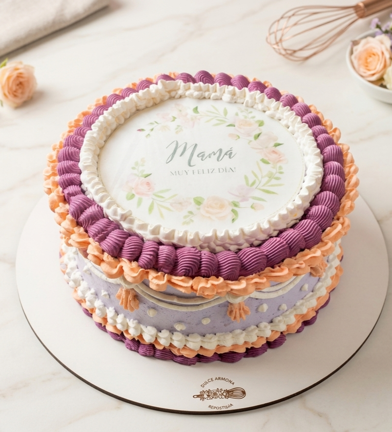 Torta artesanal decorada con flores - Dulce Armonía, General Galarza